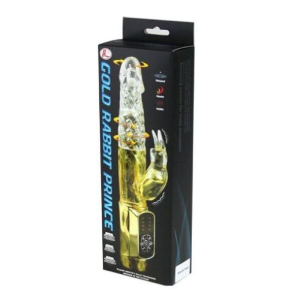 Baile Rabbit Gold Prince rabbit vibrator, with beads in the shaft and a rabbit arm for the clitoris
