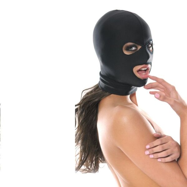 Fetish Fantasy 3-Hole Hood by Pipedream, with openings for the eyes and mouth