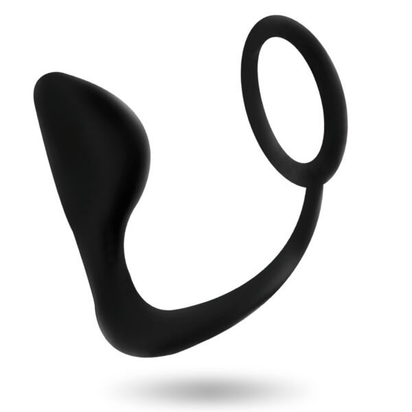 Addicted Toys butt plug with cock ring, showing the cock ring and the plug