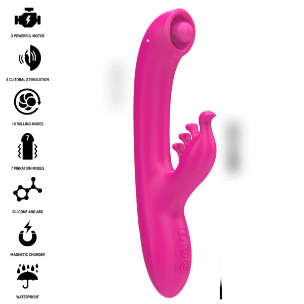 Intense Christina rabbit vibrator with insertable shaft and external clitoral arm