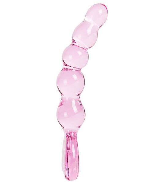 S Pleasures Crystal Aphrodite beaded dildo, clear pink, with a heart-shaped base