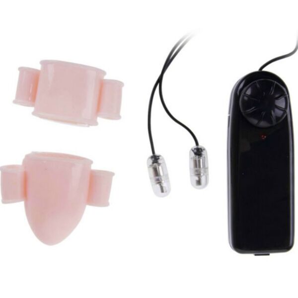 Baile Alfred vibrating penis sleeves in a natural colour, with their two bullets and remote
