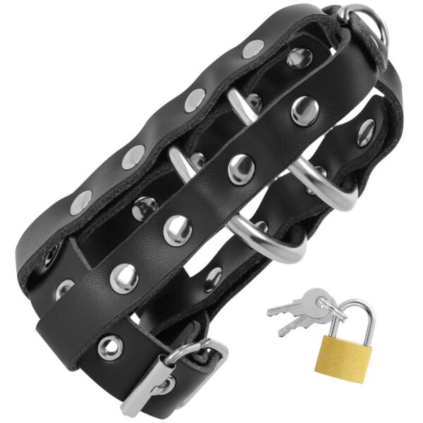 Darkness chastity cage with its ring and rings