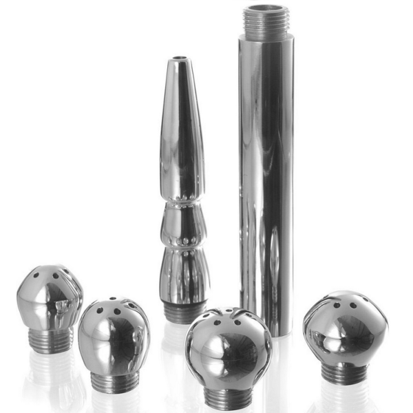 Metal Hard intimate douche set with its handle and 4 nozzles