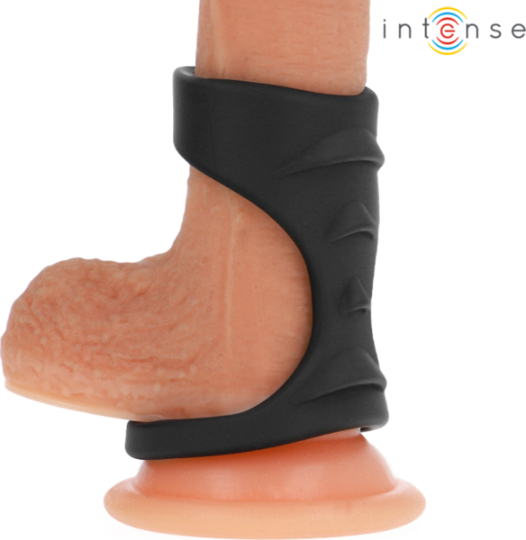 Black Intense THEO double cock ring with two rings in different sizes
