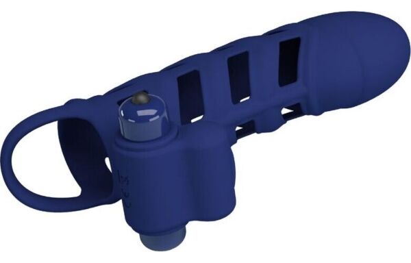 Blue Pretty Love BI-026237-3 vibrating penis sleeve with its testicle loop