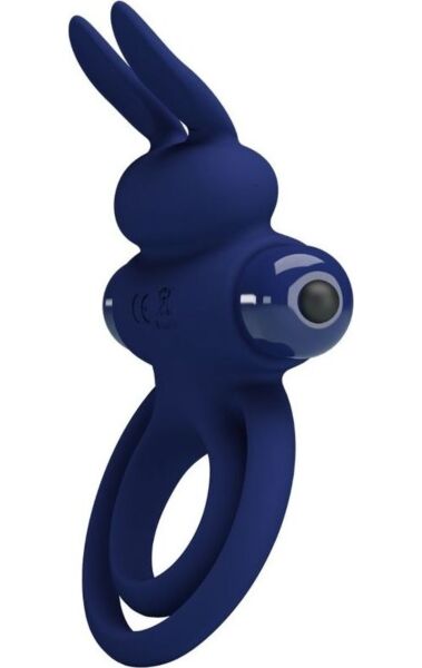 Pretty Love BI-210206-3 vibrating cock ring in blue with a rabbit design