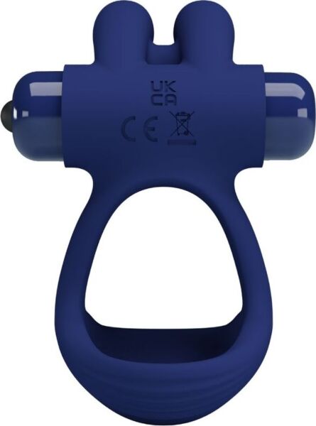 Pretty Love BI-210320 double vibrating cock ring in blue silicone