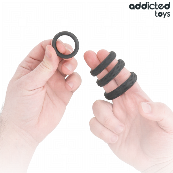 Set of four Addicted Toys textured cock rings in different sizes