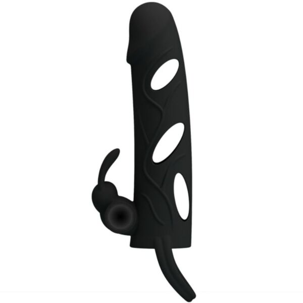 Black silicone Pretty Love Male 14 cm vibrating penis sleeve