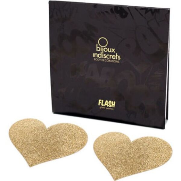 Bijoux Indiscrets Flash Heart nipple pasties, heart-shaped with a glitter finish
