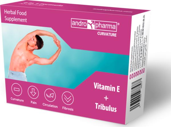 Pack of Andropharma Curvature food supplement, containing 30 capsules