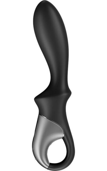 Satisfyer Heat Climax Connect App anal vibrator in black, showing its handle and retention ring