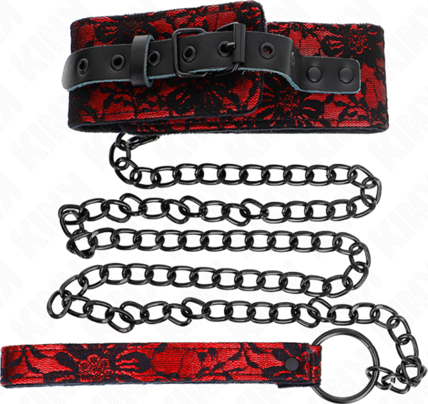 Kink Collar and Leash 105 cm, made from leather and silicone