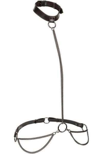 Calexotics Euphoria Plus Size Halter chain harness that converts into a collar and leash