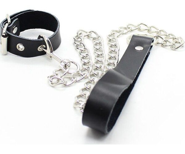 Ohmama Fetish cock collar with its chain and handle
