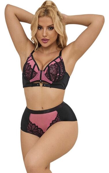 Subblime lace and mesh lingerie set with a push-up bra