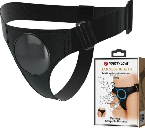 Pretty Love BW-022086 briefs-style strap-on harness, in black