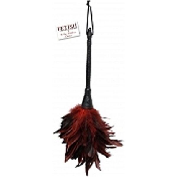 Fetish Fantasy Series Frisky Feather erotic tickler with black and red feathers and a handle
