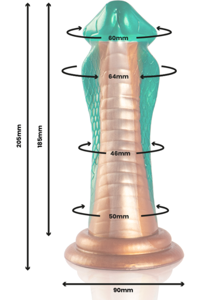 Epic Python Cobra Green dildo with head, ridge below the head and base