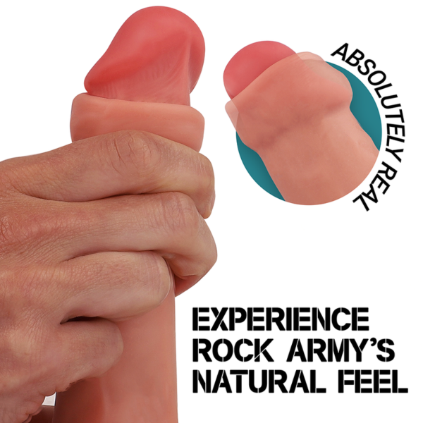 Realistic Rock Army Ranger dildo in a natural tone with a suction cup base