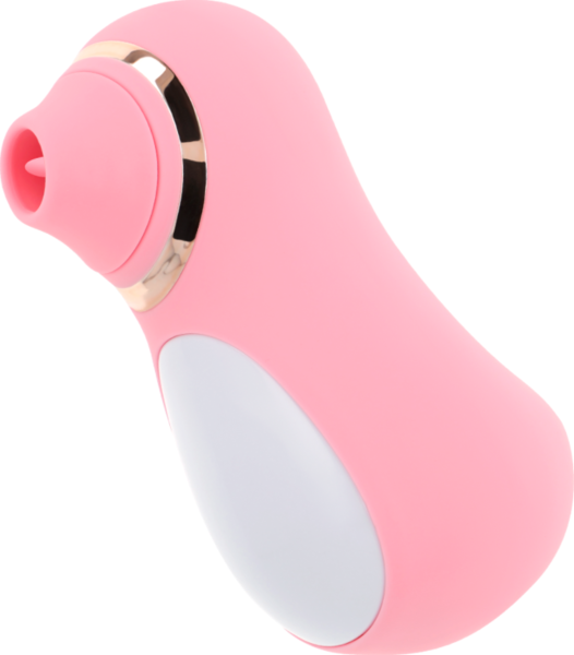Ohmama Vibrating Tongue clitoral vibrator with a vibrating tongue and white and gold details