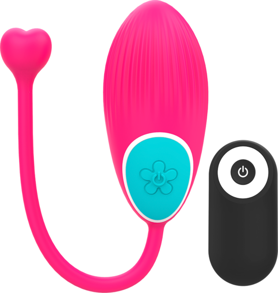 Happy Loky Ocian bullet vibrator in pink and turquoise blue with its black remote control