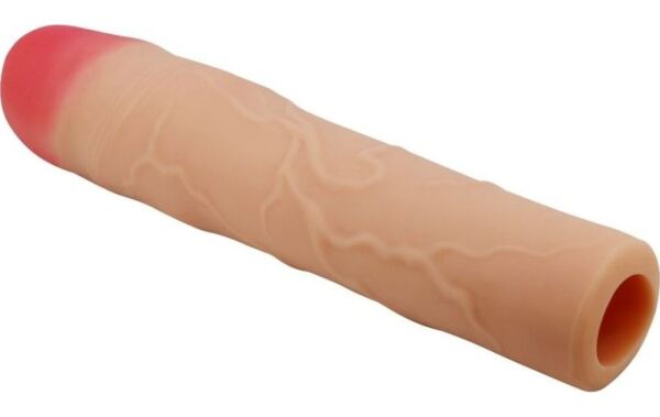 Pretty Love BI-026257 penis extension sleeve, flesh colour, with defined veins and glans