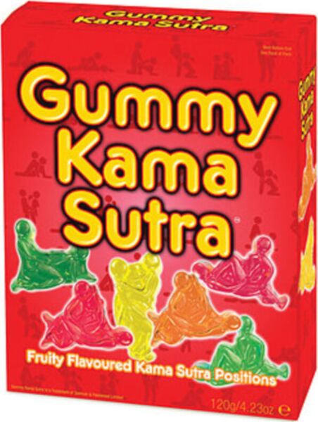 Pack of Spencer & Fleetwood Gummy Kama Sutra gummies, 120 g, shaped like Kama Sutra positions