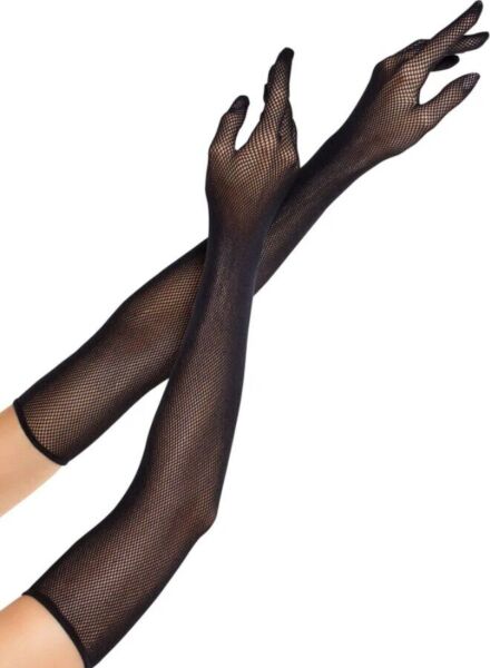 Black Leg Avenue Opera Length Fishnet Gloves, opera-length fishnet gloves