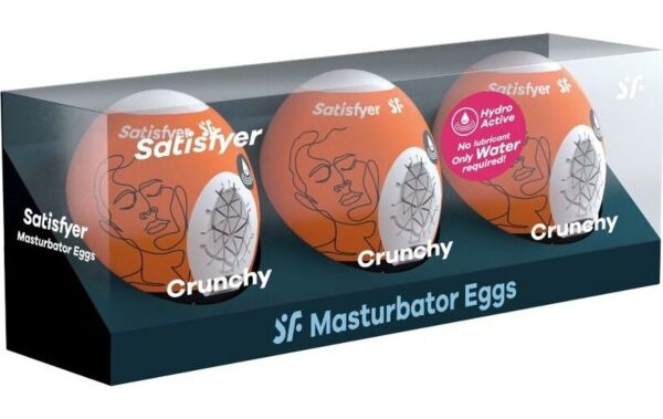 Pack of three Satisfyer Naughty, Savage and Crunchy masturbator eggs
