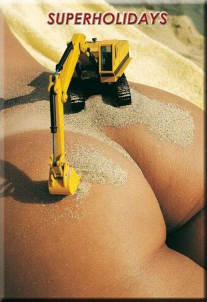 Diablo Picante Ass Excavator fridge magnet shaped like an excavator's backside