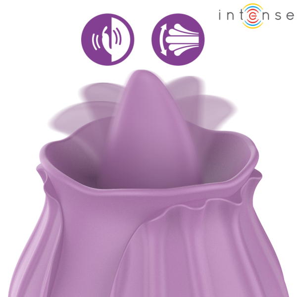 Intense rose vibrator, a rose-shaped clitoral vibrator with a rounded tip