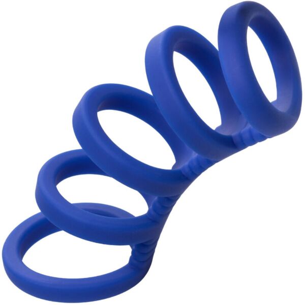 CalExotics Admiral Xtreme cock ring in blue silicone, with its graduated rings