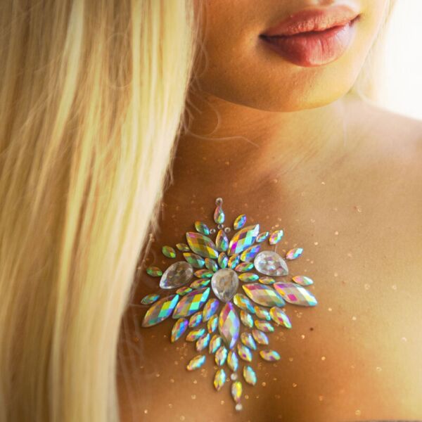 Leg Avenue Celestial Jewels self-adhesive body jewellery with silver gems in a celestial design