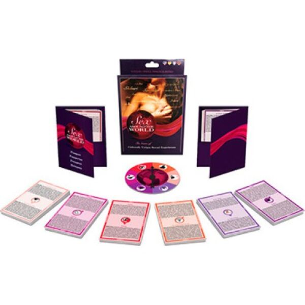 Kheper Games Sex Around the World adult card game with its visa cards, passports and spinner
