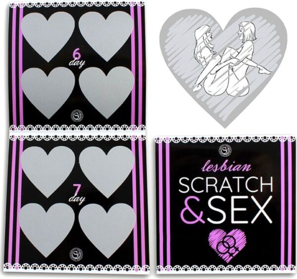 Secret Play Scratch & Sex Lesbian scratch-off game with lesbian sex positions for couples