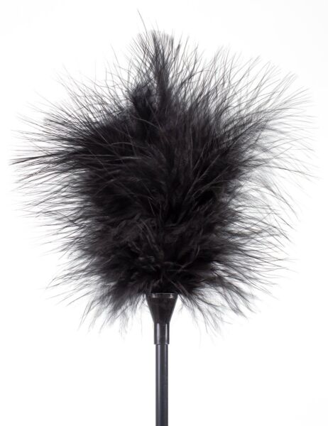 Black Secret Play Feather Tickler & Whip, with feathers at one end and a whip at the other