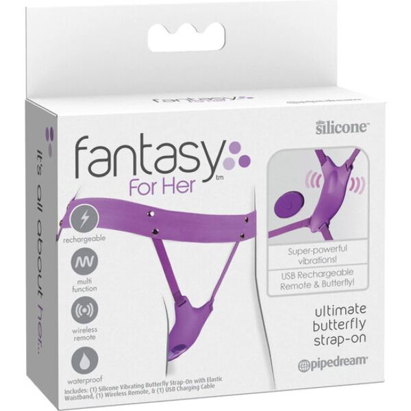 Pipedream Ultimate Butterfly Strap-On vibrating harness with curved piece and adjustable straps