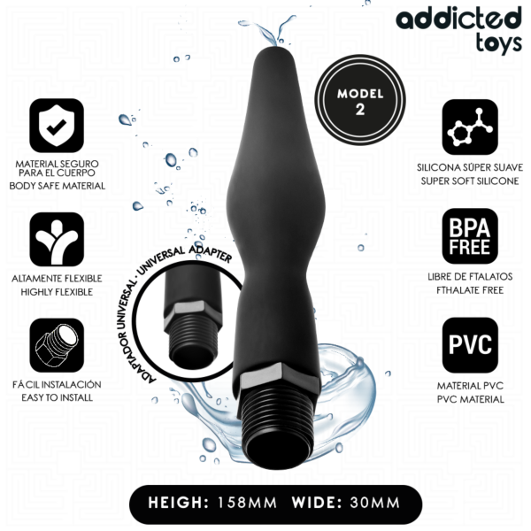 Anal douche Addicted Toys Model 2 with its universal adapter