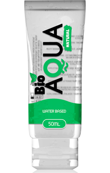 Clear bottle of Bioaqua water-based lubricant