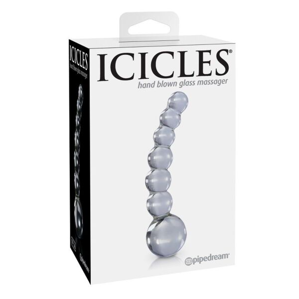 ICICLES N. 66 glass anal massager with a curved shaft and graduated beads