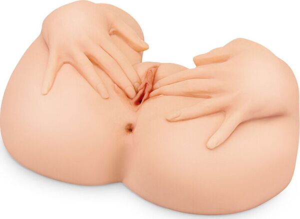 PDX Plus Spread My Tight Pussy masturbator with two hands holding the labia open
