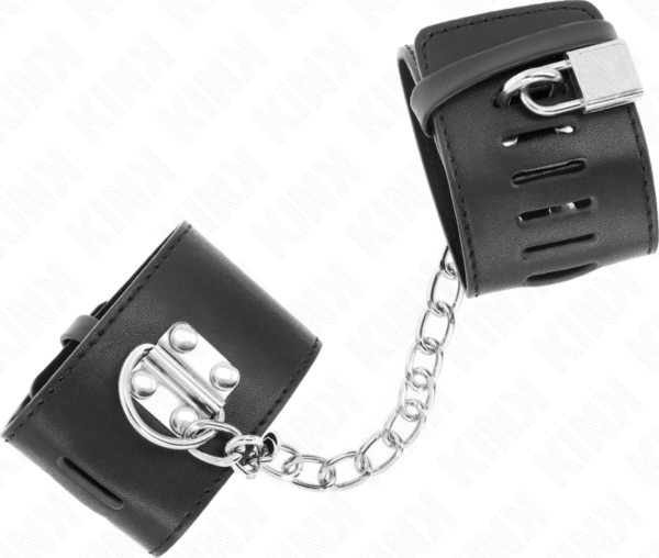Black Kink Fixed Wrist Restraints with chain and padlock fastening