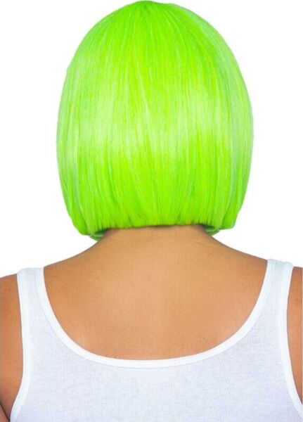 Leg Avenue Neon Bob green wig, short bob cut with a fringe in neon green