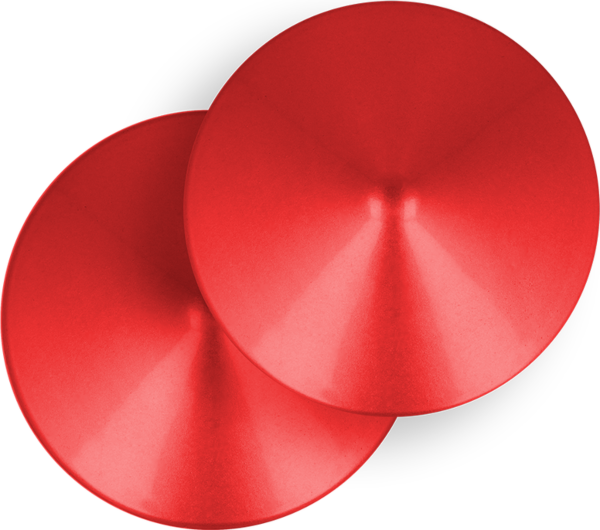 Ohmama Fetish Red Circle nipple covers, round and red with a metallic texture