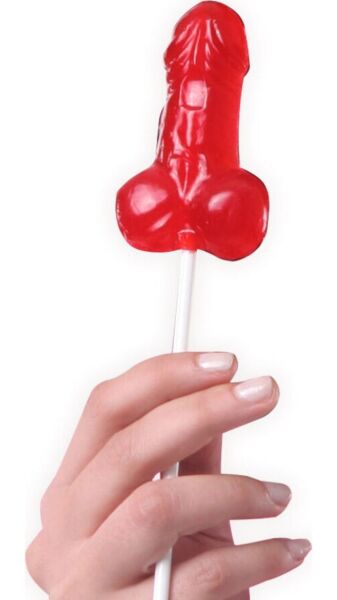 Display of 40 Secret Play strawberry penis-shaped lollipops