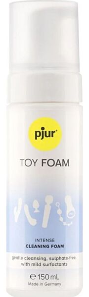 Bottle of Pjur TOY FOAM 150 ml foaming sex toy cleaner with pump dispenser