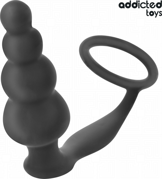 Addicted Toys Model 5 butt plug with its testicle ring
