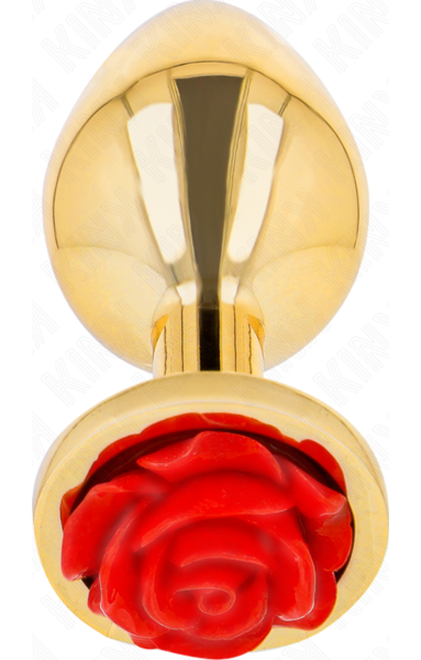 Kink Red Rose stainless steel butt plug, with the red rose on the base